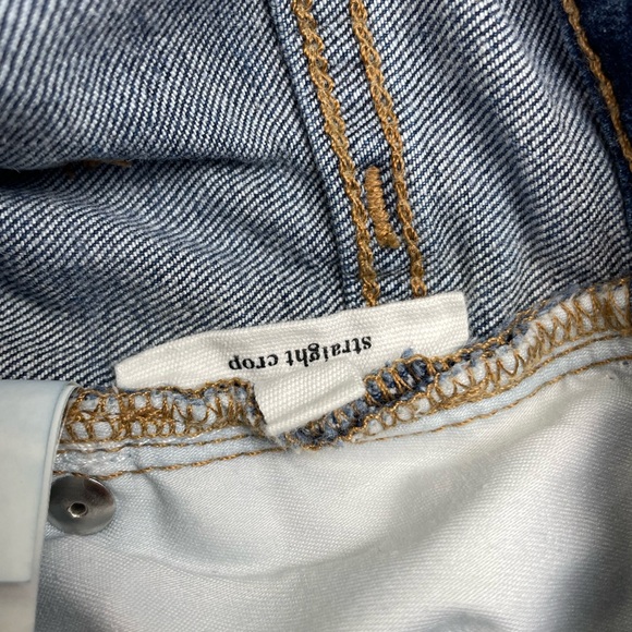 Halogen Jeans Straight Crop Womens Size 30x23” Frayed Ankle Embroidered Denim - Picture 12 of 14